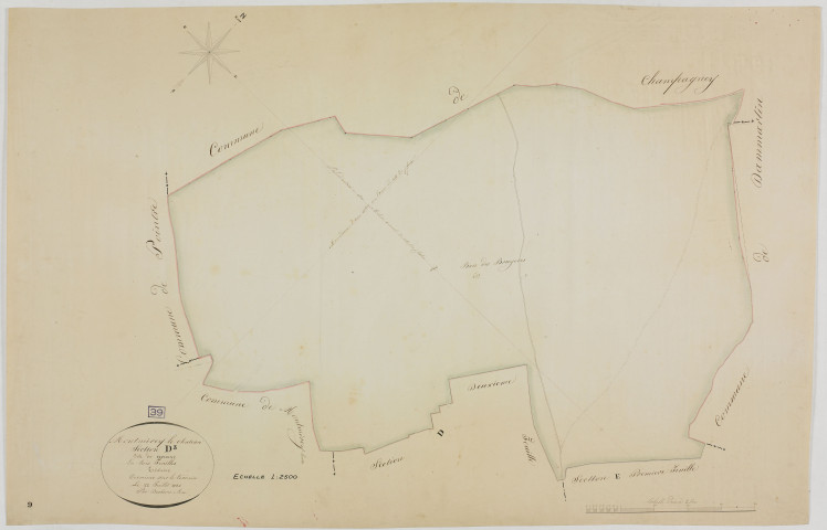 Montmirey-le-Château, section D, le Couchant, feuille 3.géomètre : Duchesne aîné