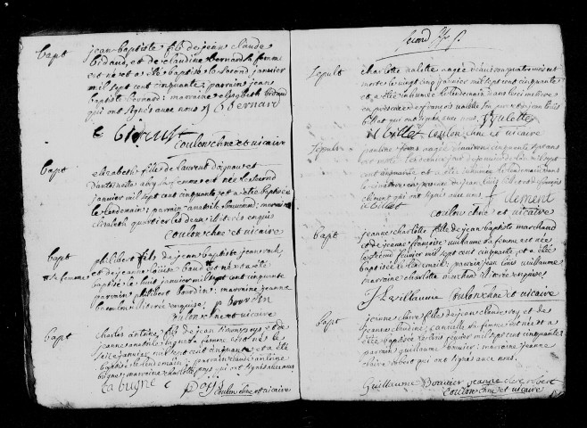 Série communale : baptêmes, mariages et sépultures, 2 janvier - 29 décembre 1750, 6 janvier - 30 décembre 1751, 30 janvier - 31 décembre 1752, 3 janvier - 30 décembre 1753, 1er janvier - 23 décembre 1754, 7 janvier - 27 décembre 1755.