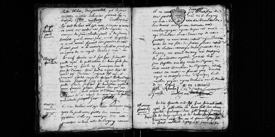 Série communale : baptêmes, mariages, sépultures 1764-février 1774.