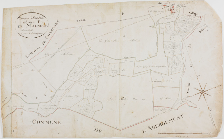 Damparis, section E, Malnoue, feuille 1.géomètre : Lebeaud