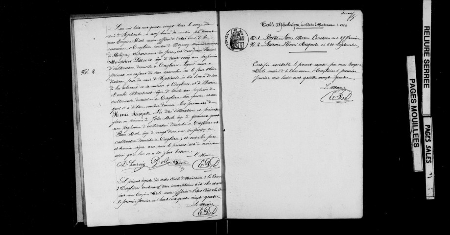 Naissances, mariages, décès, publications de mariage.