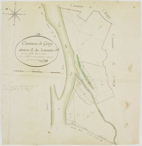 Gevry, section B, les Manottes, feuille 1.géomètre : Girardet