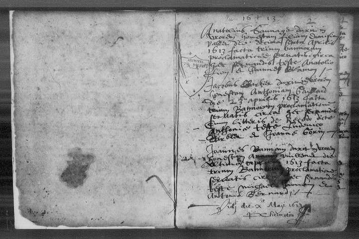 Série communale : sépultures, 16 avril 1613 - 17 juillet 1629.