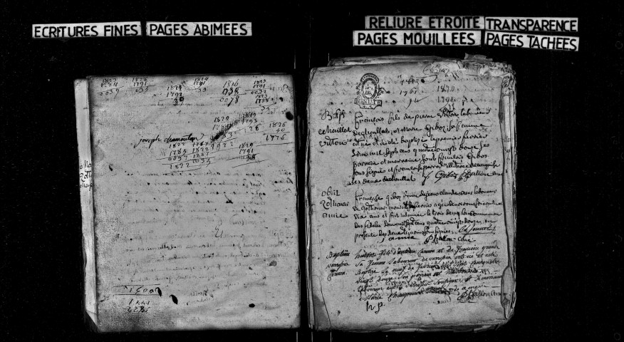 Série communale : baptêmes, mariages, sépultures.