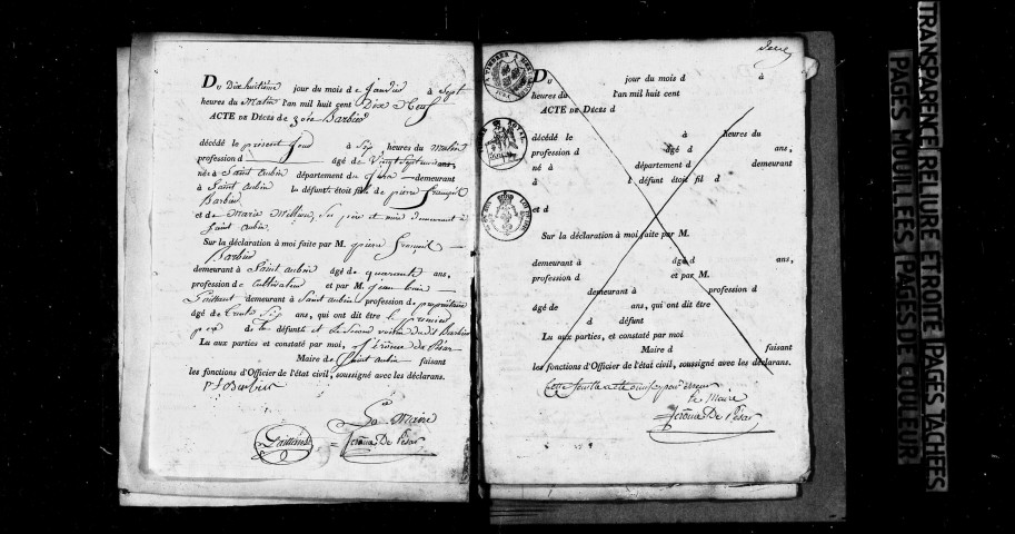 Publications de mariage 1818-1822 ; décès 1819-1822.