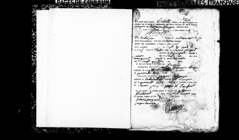 Naissances, mariages, décès, publications de mariage an XII-1808.
