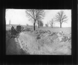 La route de Nozeroy à Censeau bloquée par la neige, chemin provisoire