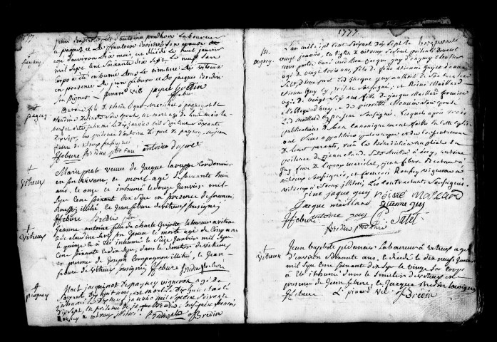 Série communale : baptêmes, mariages, sépultures, 23/12/1776-1791.