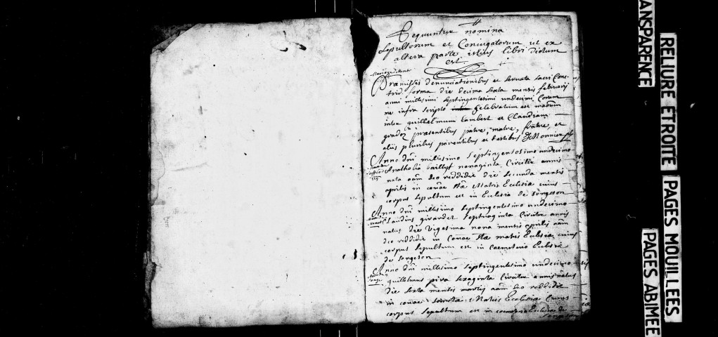 Baptêmes, mariages, sépultures 1711-février 1739.