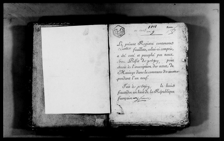 Naissances, mariages, décès et publications de mariage, an IX-1810.