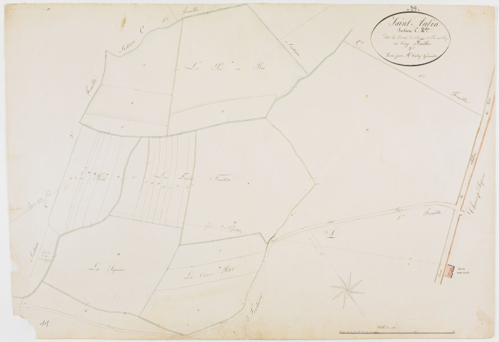 Saint-Aubin, section C, Corvée de Chaux et Pré au Roy, feuille 2.[1825] géomètre : Tabey