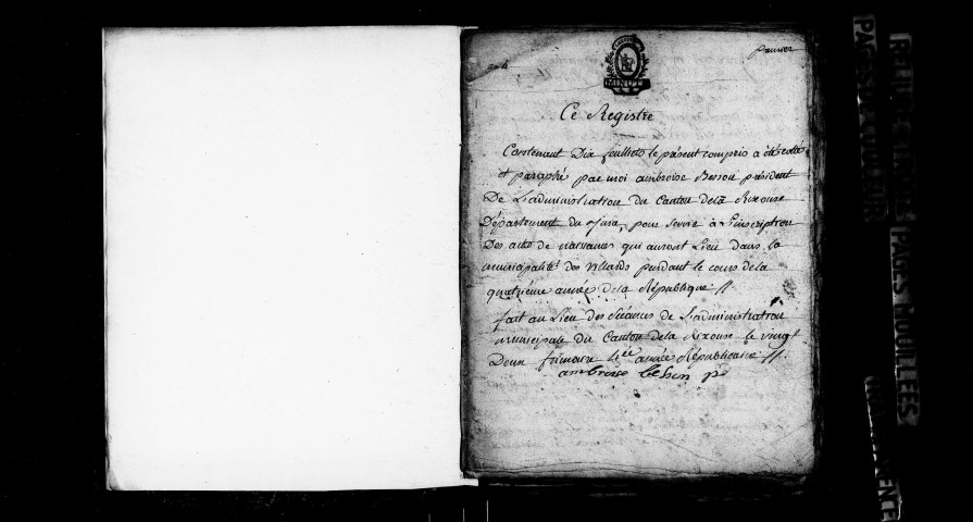 Naissances an IV-1812 ; publications de mariage an XI-1812 ; mariages an V-an VI, an IX-1812 ; décès an V-1812.