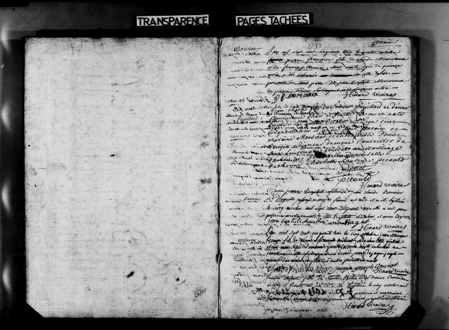 Baptêmes, mariages, sépultures 4 octobre 1753-20 janvier 1755