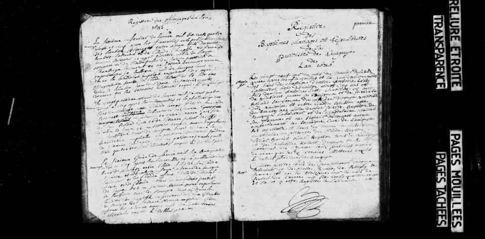 Mariages février - juin 1685, baptêmes, mariages, sépultures janvier 1686 - juillet 1690.