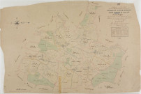 Archelange, Authume, Gredisans, Jouhe, Menotey et Rainans, tableau d'assemblage. -Tableau d'assemblage des plans cadastraux parcellaires des communes de Archelange, Authume, Gredisans, Jouhe, Menotey et Rainans, canton de Rochefort, terminés sur le terrain en 1836. Pour Archelange : 01/08/1836. Pour Authume : 20/12/1836. Pour Gredisans : 01/08/1836. Pour Jouhe : 01/05/1837. Pour Menotey : 28/12/1836. Pour Rainans : 29/12/1836.Date : 1936-1837 ; géomètre : Mathieu, Singey, Sauldubois et Billet ; échelle : 1/10000 ; dimension : 70 X 105 cm.