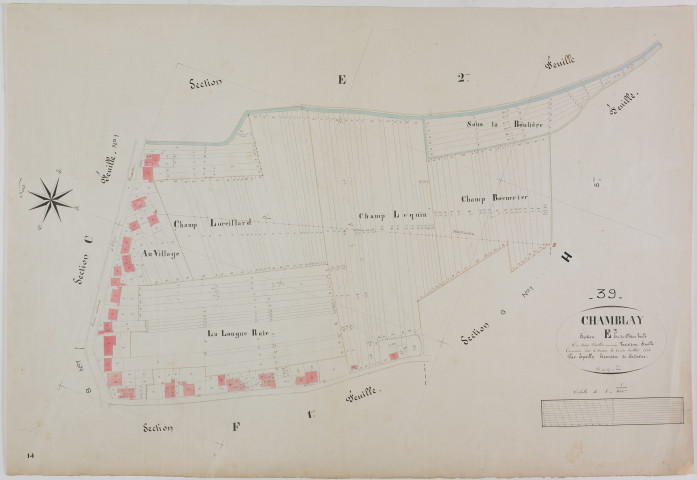 Chamblay, section E, le Chêne Brûlé, feuille 3.