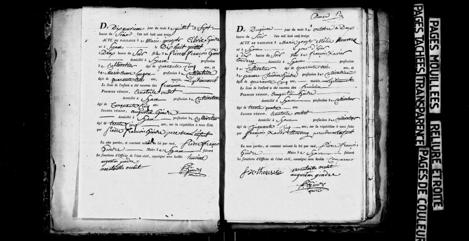 Publications de mariage 1813-1821 ; naissances, mariages, décès 1813-1822.
