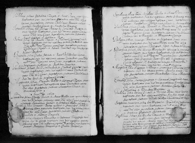 Série communale : baptêmes, 1er juillet 1629 - 14 décembre 1652.
