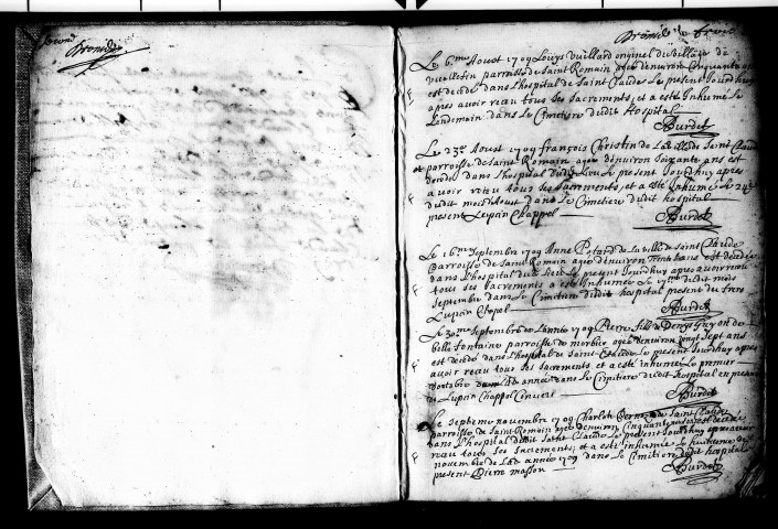 Sépultures de l'hôpital.