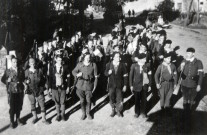 Andelot-en-Montagne (Jura). Libération, septembre 1944. Défilé du Maquis du Creux de Fer. Champagnole, J.C.