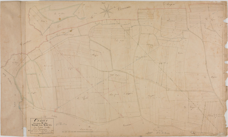 Cuisia, section B, le Bas de la Route, feuille 1.géomètre : Grenier et Guyon