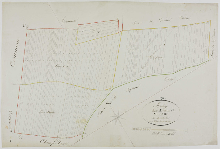 Molay, section A, le Village, feuille 1.géomètre : Poux