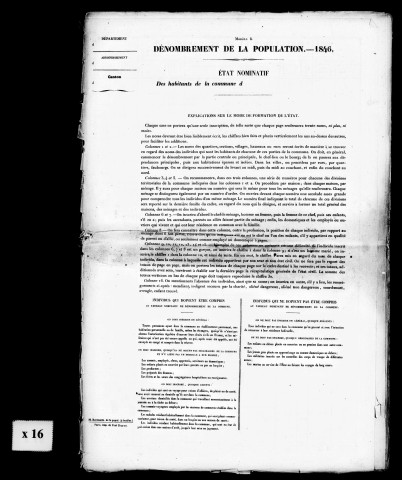 Listes nominatives, 1846, 1851, 1856.