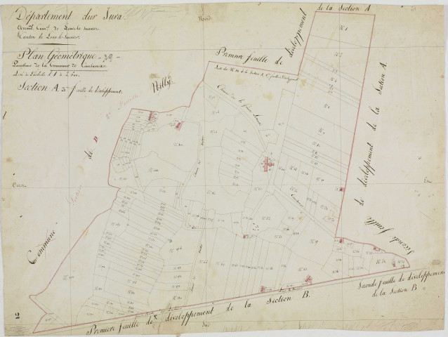 Courlaoux, section A, les Boutillards, feuille 3.géomètre : [Grenot]