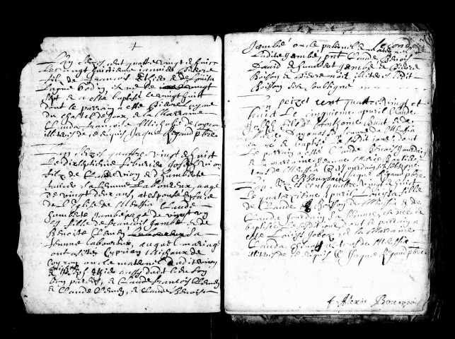 Baptêmes, mariages, sépultures, 1688-1689, 1702-1709.