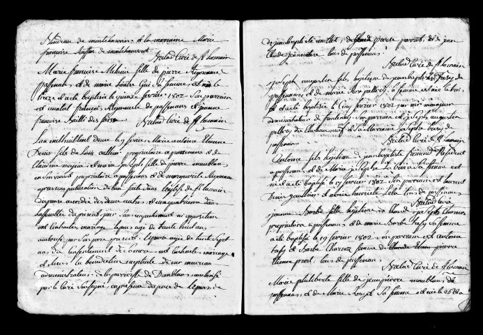 Série communale : baptêmes, mariages an X - 1812 ; sépultures 1803-1805.