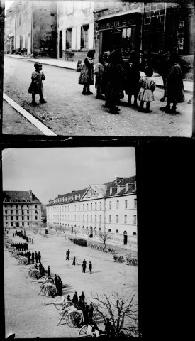 Groupe d'enfants / Intérieur d'une caserne. Besançon