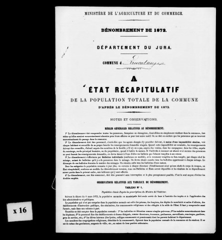 Résultats généraux, 1872. Listes nominatives, 1836, 1851, 1861, 1866.
