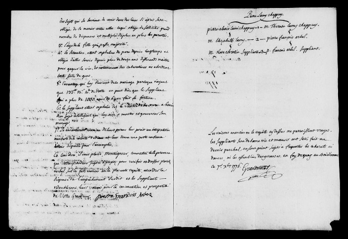 Dossiers instruits en 1776