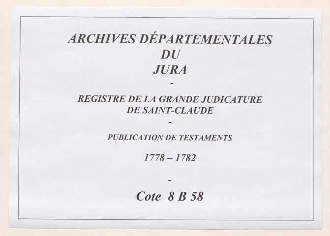 Actes de 1778 à 1782.