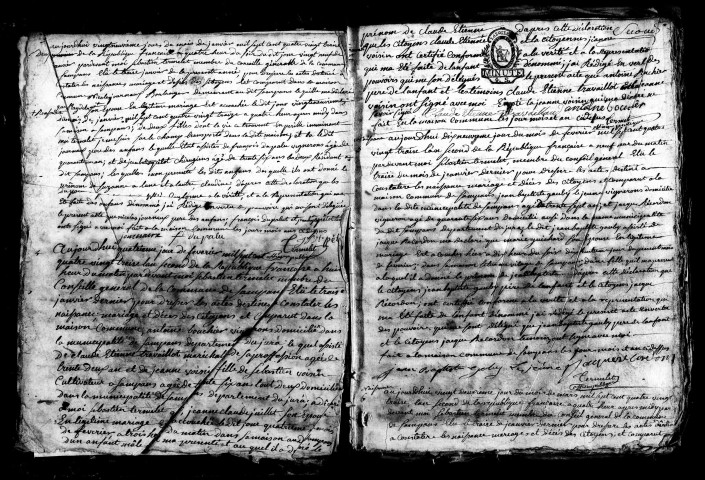 Naissances, décès 1793-an XII ; mariages 1793-an IV, an VI, an VIII-an XII ; publications de mariage an XI.