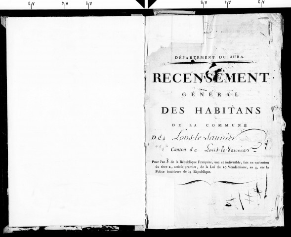 Tableaux nominatifs des habitants de Lons-le-Saunier, an VIII.