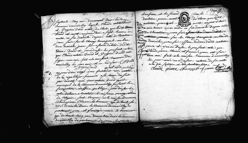 Naissances, décès 1793-1812 ; publications de mariage 1793-an II, an IX-1812 ; mariages 1793-an II, an IV, an IX-1812.