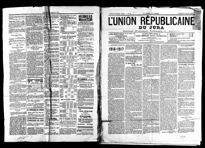 L'Union républicaine du Jura. 1917.