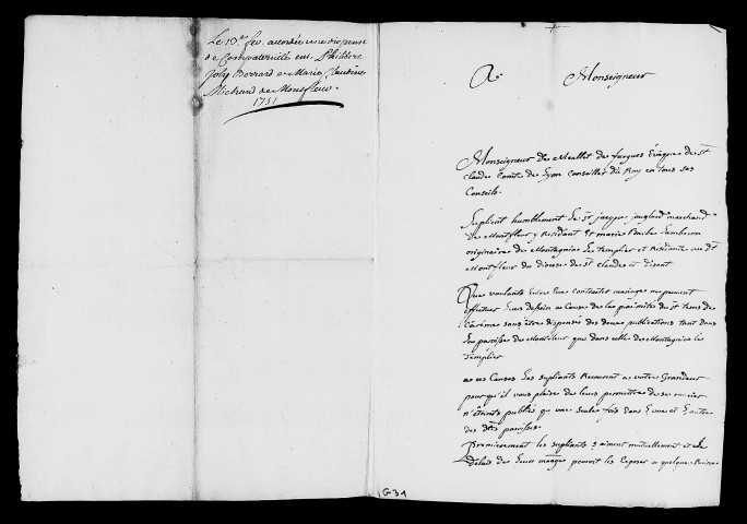 Dossiers instruits en 1751