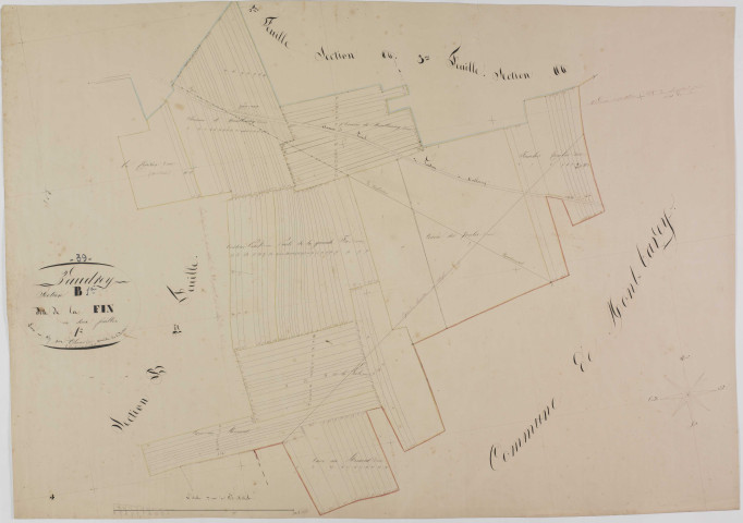 Vaudrey, section B, la Fin, feuille 1.