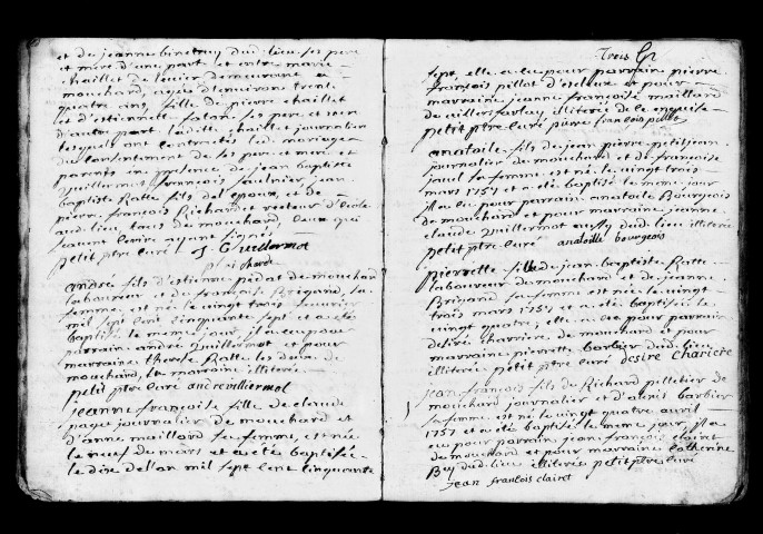 Série communale : baptêmes, mariages, sépultures 6 janvier 1757 - 25 décembre 1769.