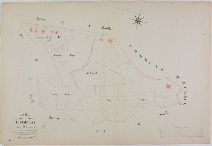 Chamblay, section E, le Chêne Brûlé, feuille 1.